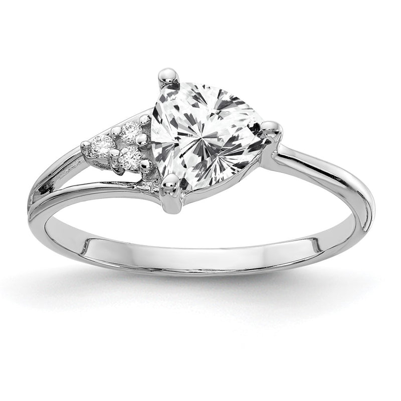 14k White Gold 6mm Cubic Zirconia A Diamond ring