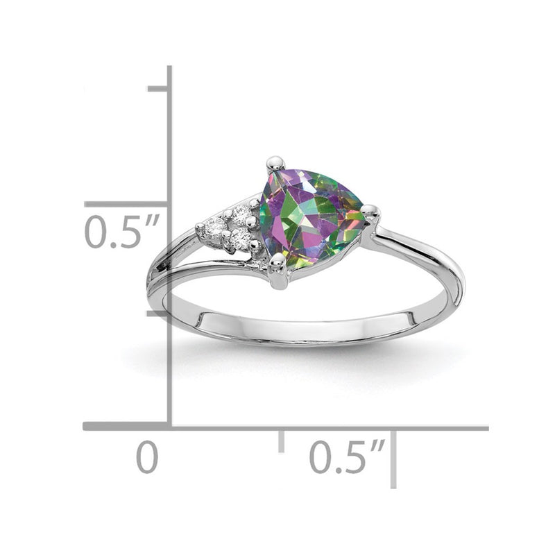 14k White Gold 6mm Fire Topaz AAA Diamond ring