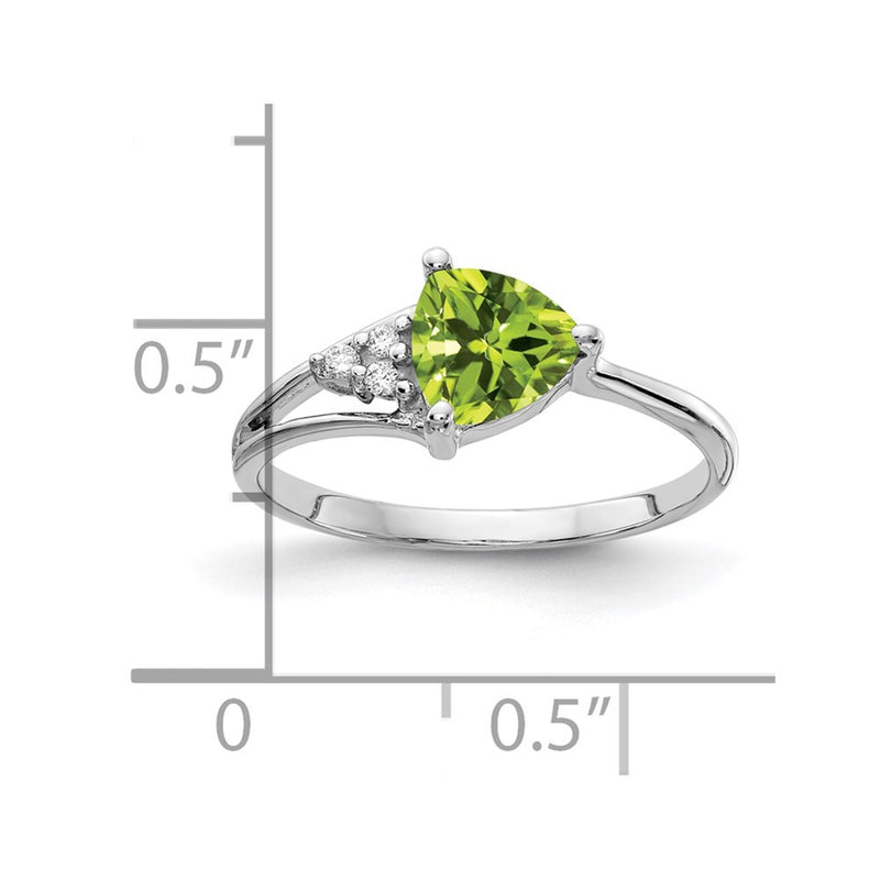 14k White Gold 6mm Peridot VS Diamond ring