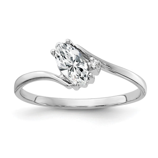14k White Gold 7x3.5mm Marquise Cubic Zirconia A Diamond ring