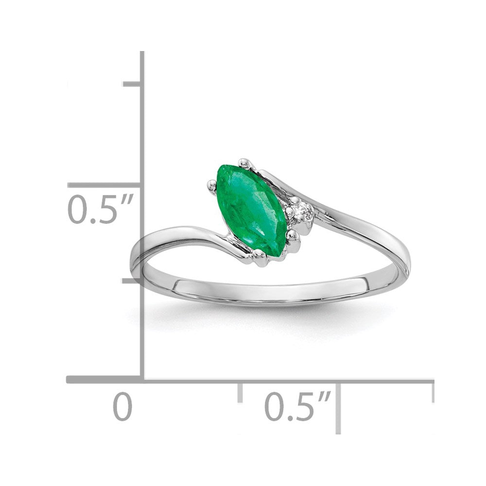 14k White Gold 7x3.5mm Marquise Emerald AA Diamond ring