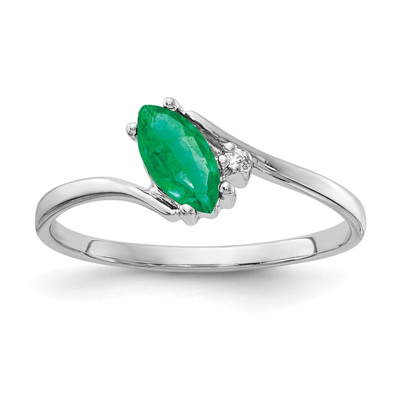 14k White Gold 7x3.5mm Marquise Emerald AAA Diamond ring
