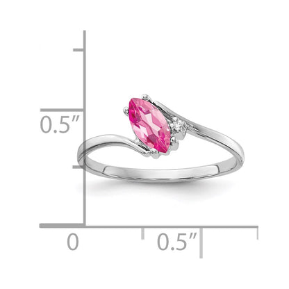 14k White Gold 7x3.5mm Marquise Pink Tourmaline AA Diamond ring