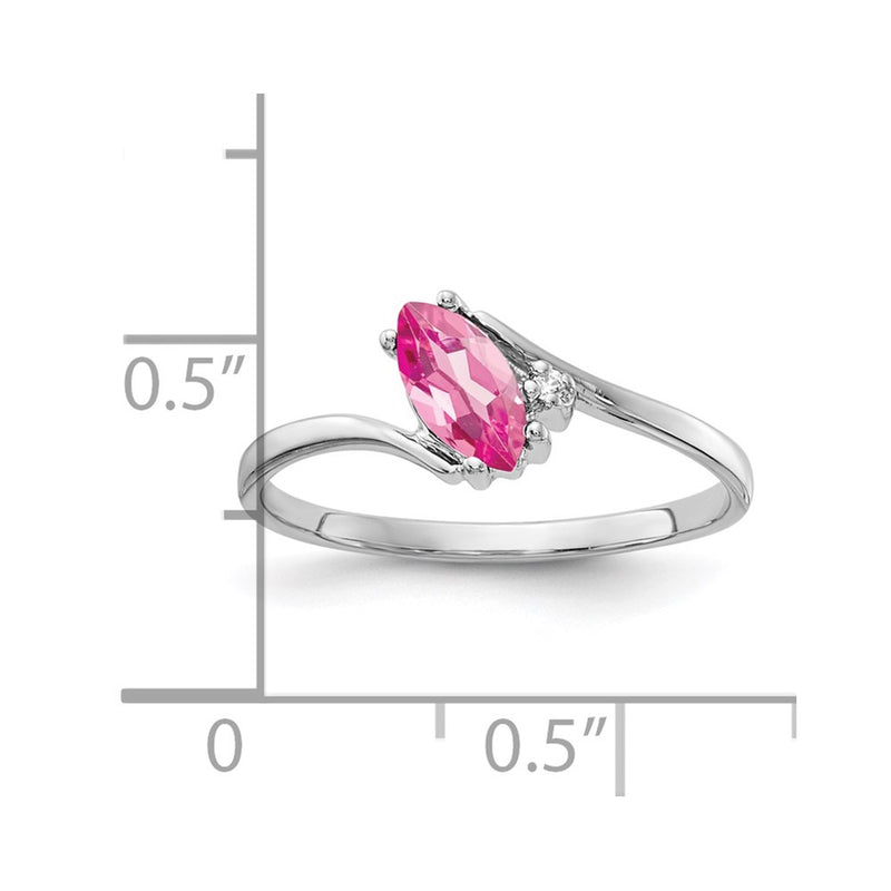 14k White Gold 7x3.5mm Marquise Pink Tourmaline AA Diamond ring
