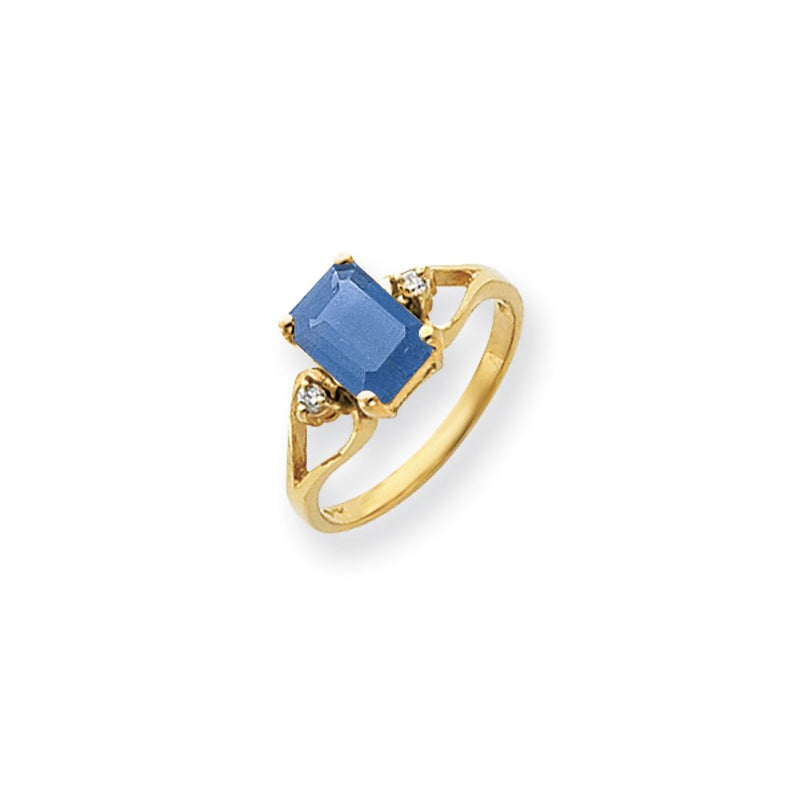 14k Yellow Gold 8x6mm Emerald Cut Tsavorite A Diamond ring