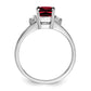 14k White Gold 7x5mm Emerald Cut Garnet AAA Diamond ring