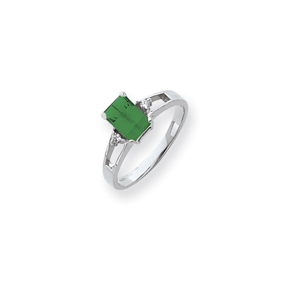 14k White Gold 7x5mm Emerald Cut Mount St. Helens AAA Diamond ring