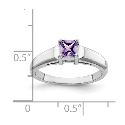 14k White Gold 4mm Princess Cut Amethyst ring