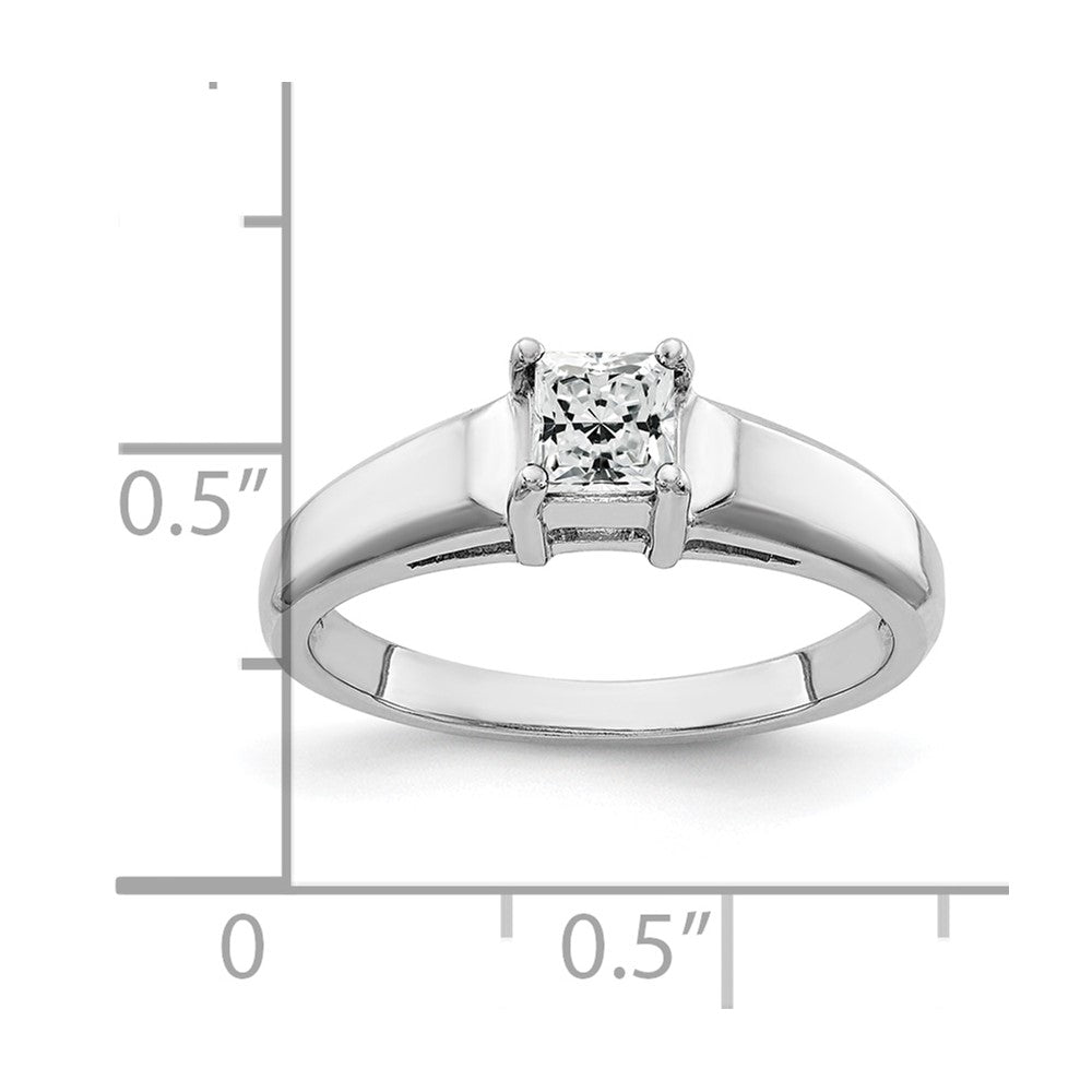 14k White Gold 4mm Princess Cut Cubic Zirconia ring