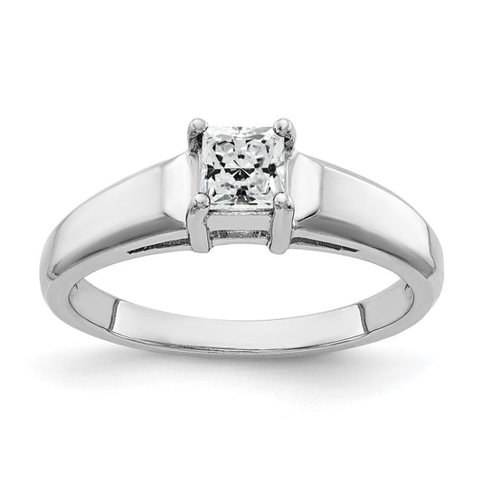 14k White Gold 4mm Princess Cut Cubic Zirconia ring