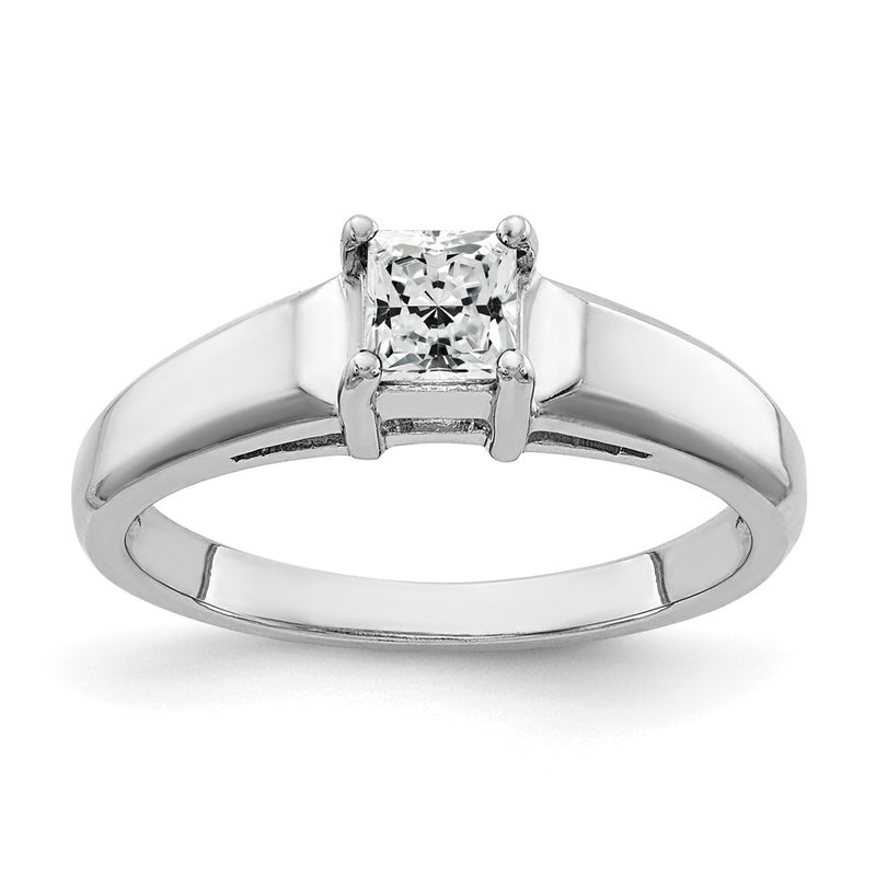 14k White Gold 4mm Princess Cut Cubic Zirconia ring