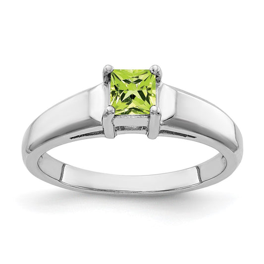 14k White Gold 4mm Peridot Ring