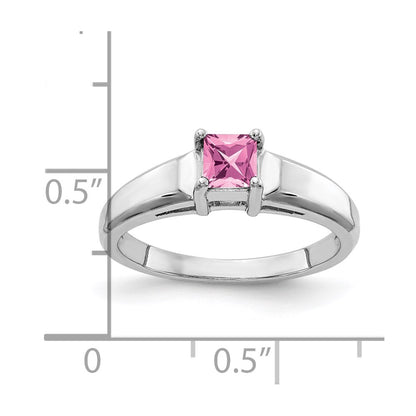 14k White Gold 4mm Princess Cut Pink Sapphire ring