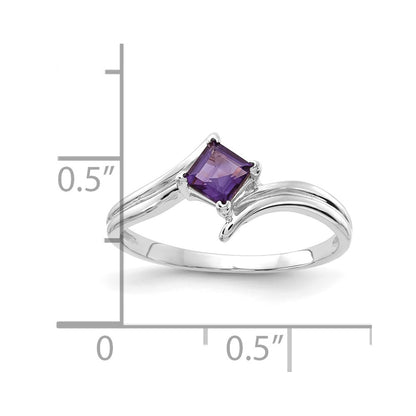 14k White Gold 4mm Princess Cut Amethyst ring