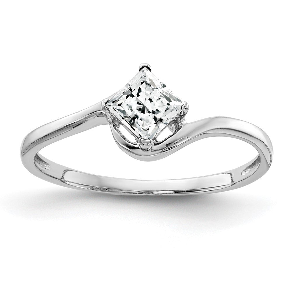 14k White Gold 4mm Princess Cut Cubic Zirconia ring
