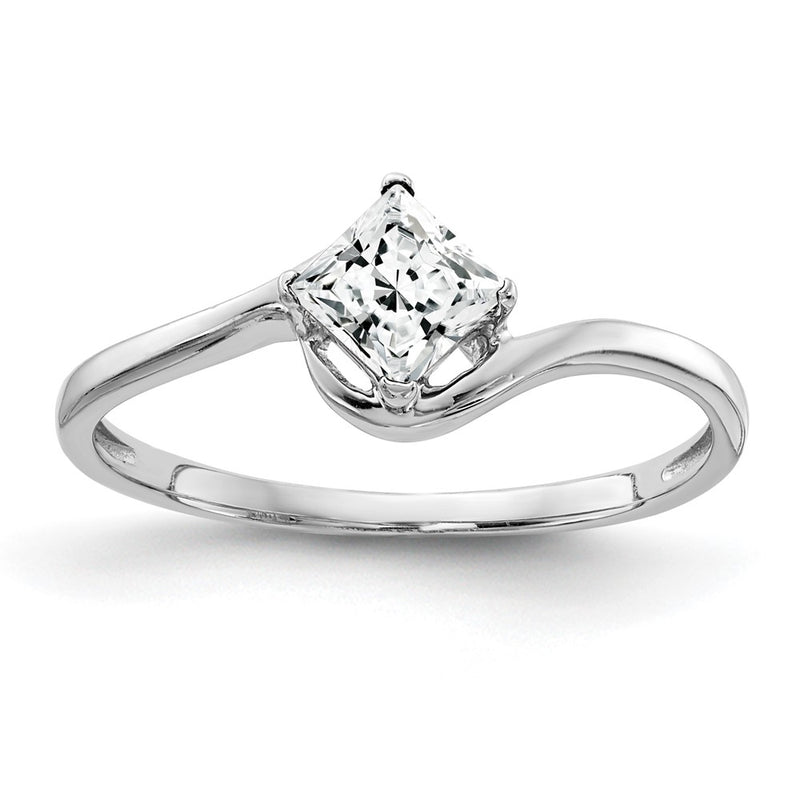 14k White Gold 4mm Princess Cut Cubic Zirconia ring
