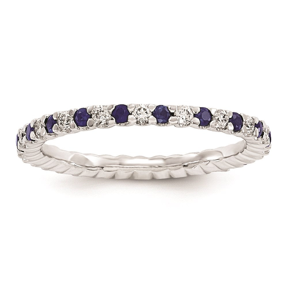 14k white gold real diamond sapphire ring y4908s aa 8