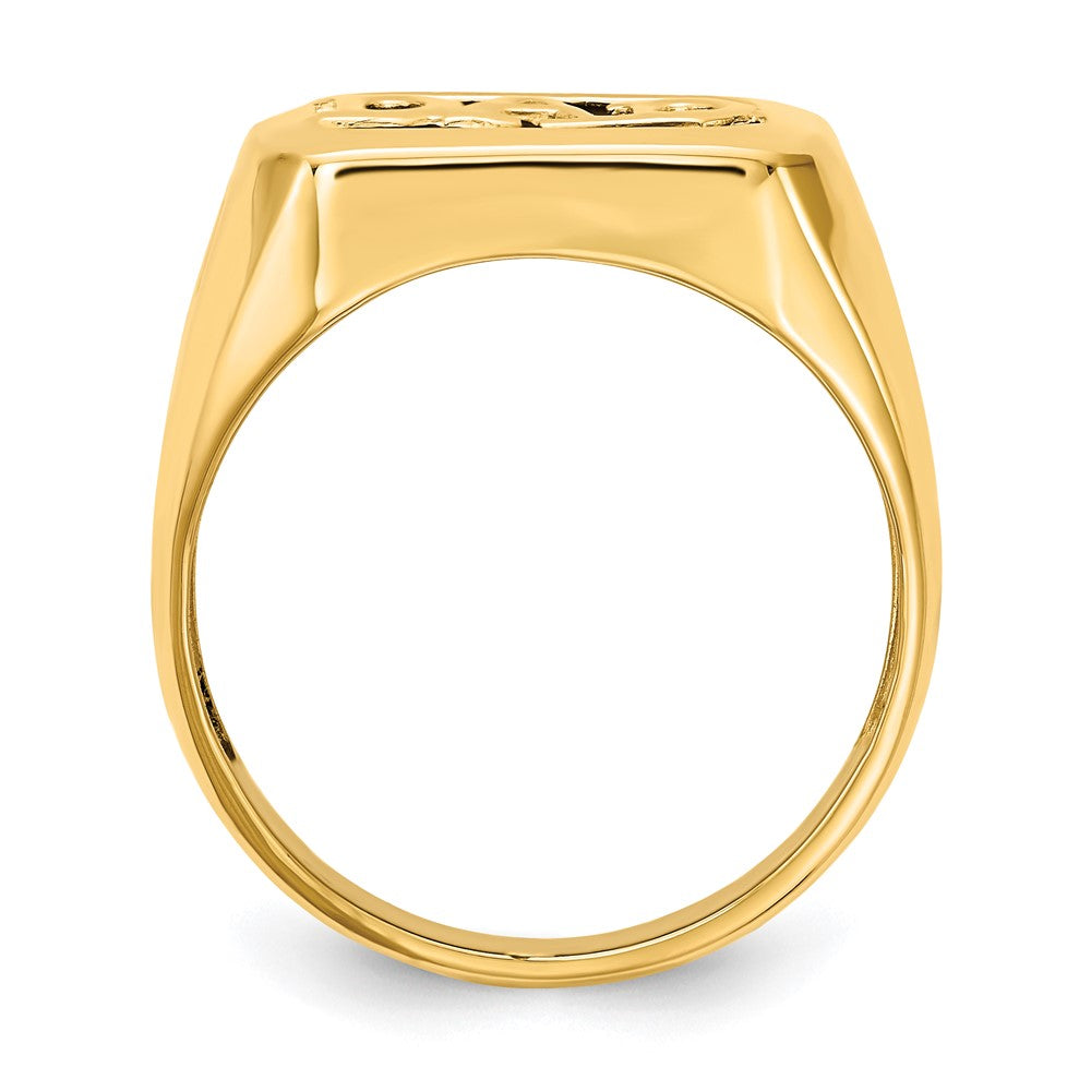 14k Yellow Gold AA Diamond Mens Onyx Dad Ring