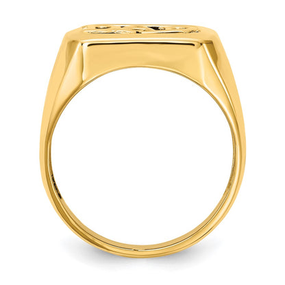 14k Yellow Gold AA Diamond Mens Onyx Dad Ring