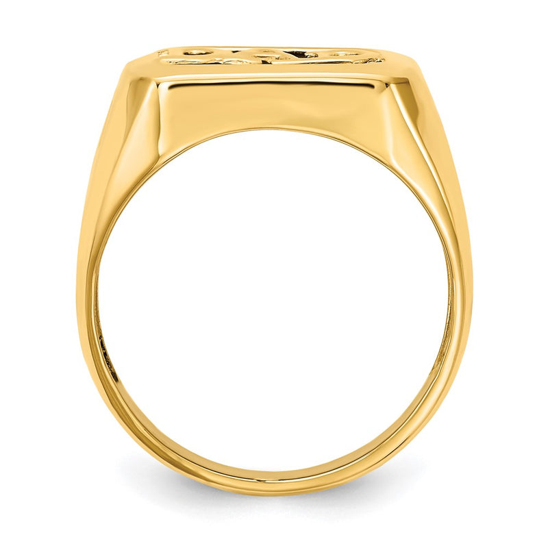 14k Yellow Gold AA Diamond Mens Onyx Dad Ring