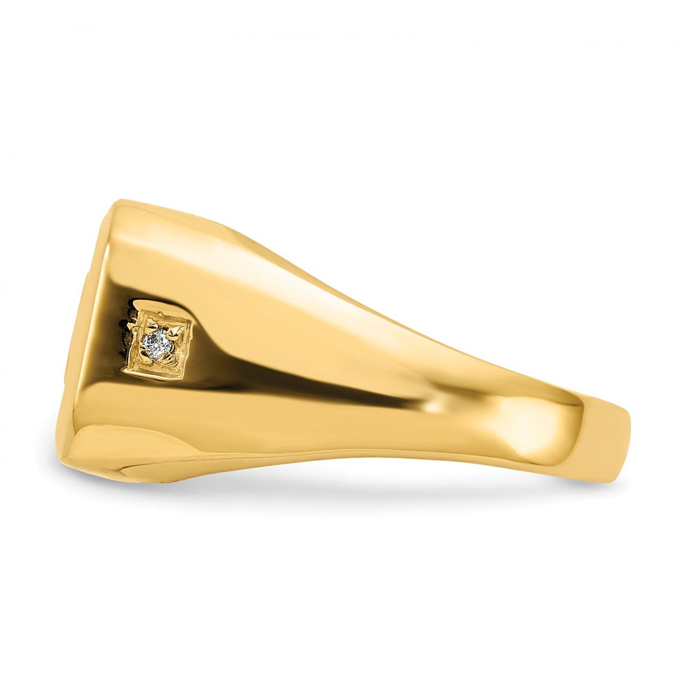 14k Yellow Gold AA Diamond Mens Onyx Dad Ring