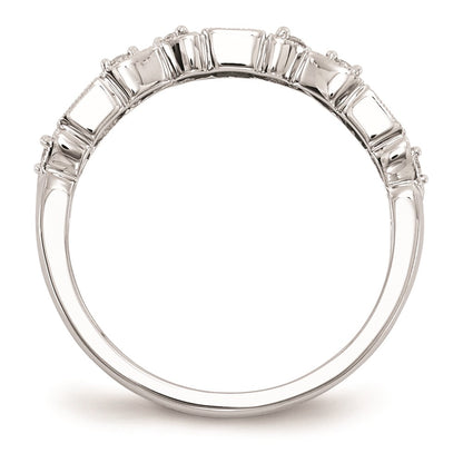 14k White Gold Real Diamond & Emerald Ring