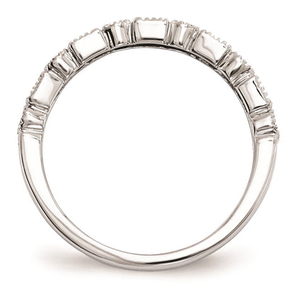 14k White Gold Real Diamond & Emerald Ring
