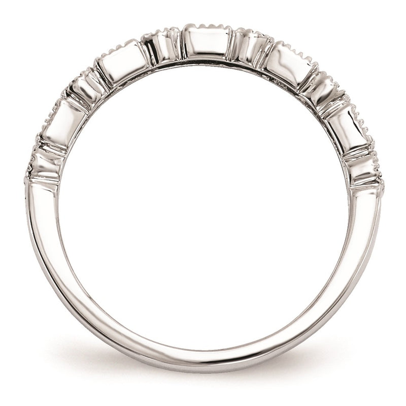 14k White Gold Real Diamond & Emerald Ring