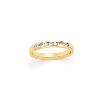 14k Yellow Gold 9-Stone Diamond Channel Band