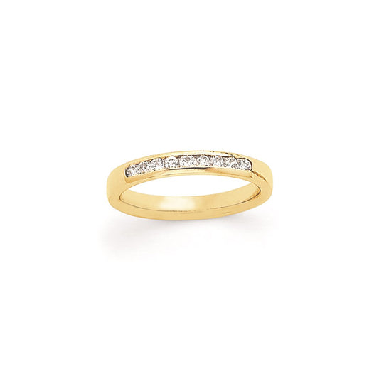 14k Yellow Gold 9-Stone Diamond Channel Band