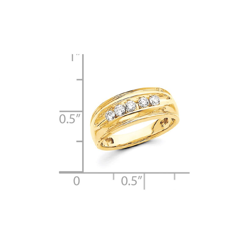 14K Yellow Gold AA Real Diamond Men's Band