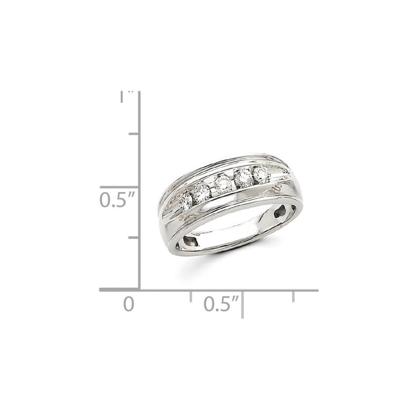 14k White Gold AA Real Diamond Men's Band