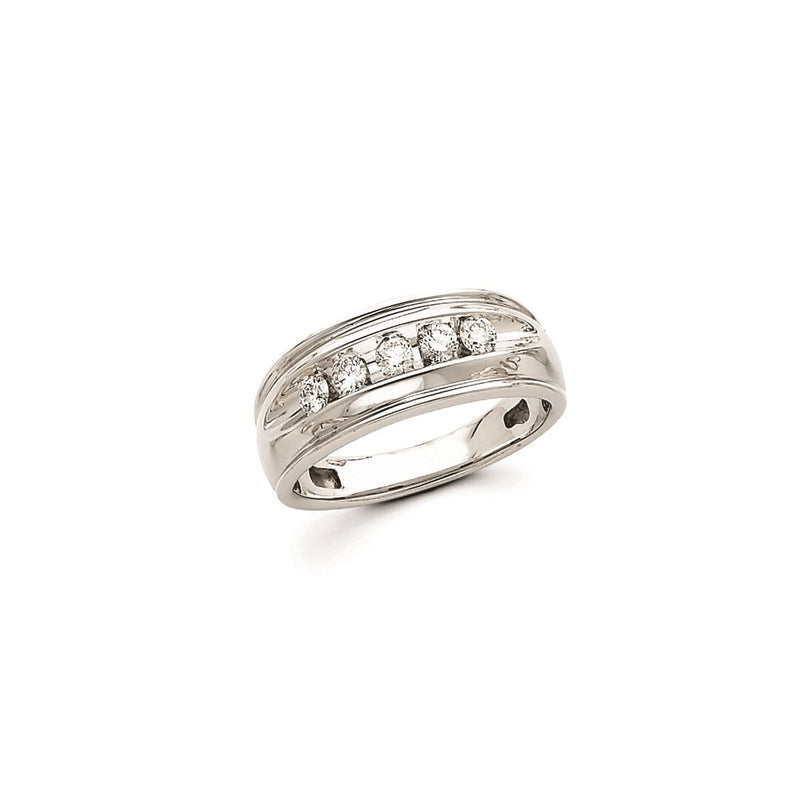 14k White Gold AA Real Diamond Men's Band