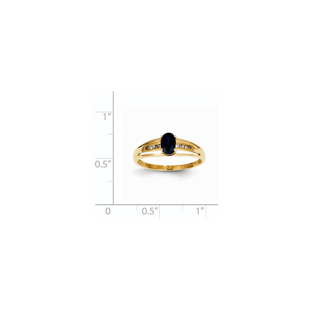 14K Yellow Gold Sapphire & Real Diamond Ring