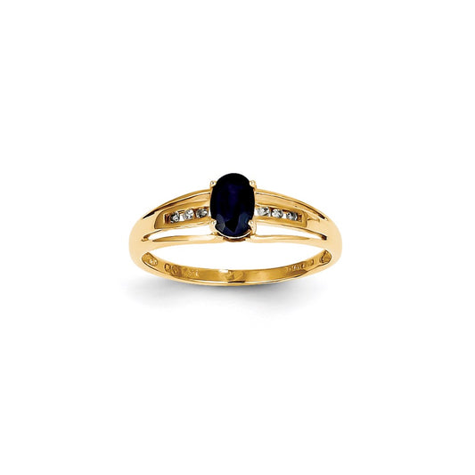14K Yellow Gold Sapphire & Real Diamond Ring