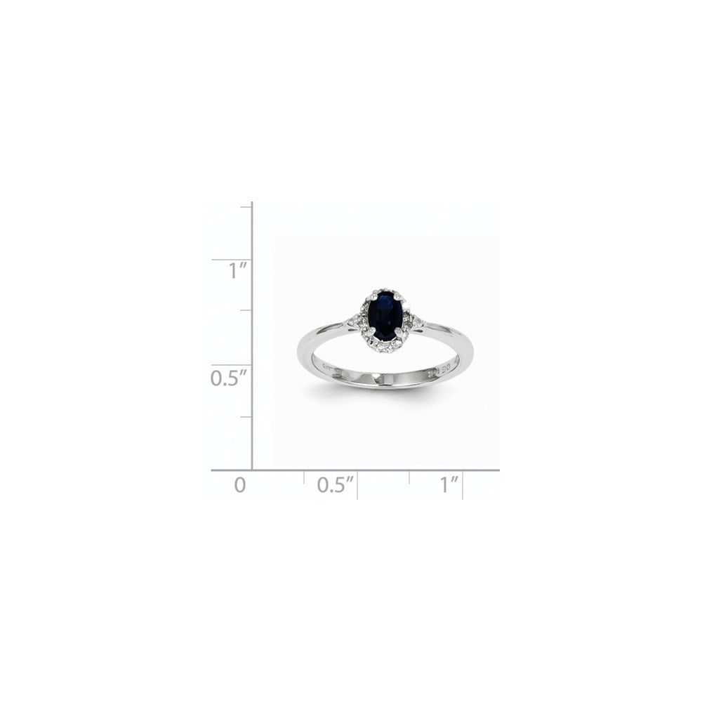 14k White Gold Sapphire and Real Diamond Ring