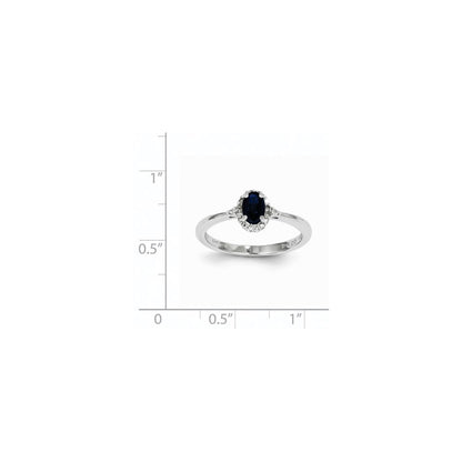 14k White Gold Sapphire and Real Diamond Ring