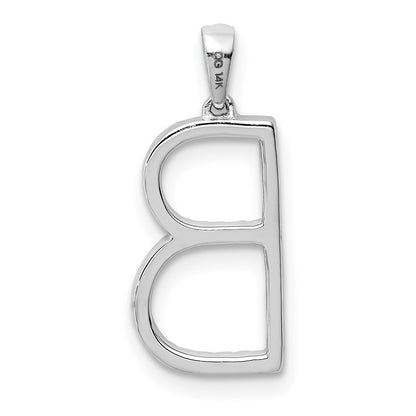 14k White Gold Diamond Initial B Pendant