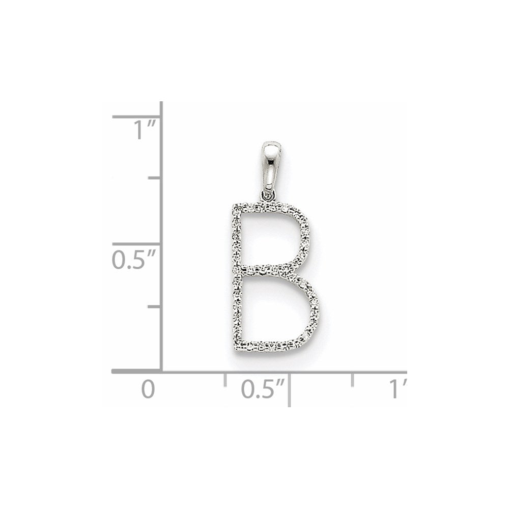 14k White Gold Diamond Initial B Pendant