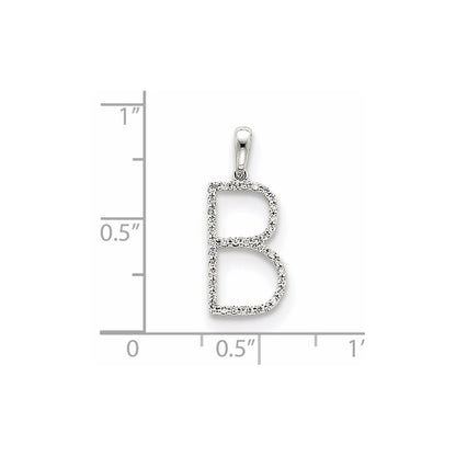 14k White Gold Diamond Initial B Pendant