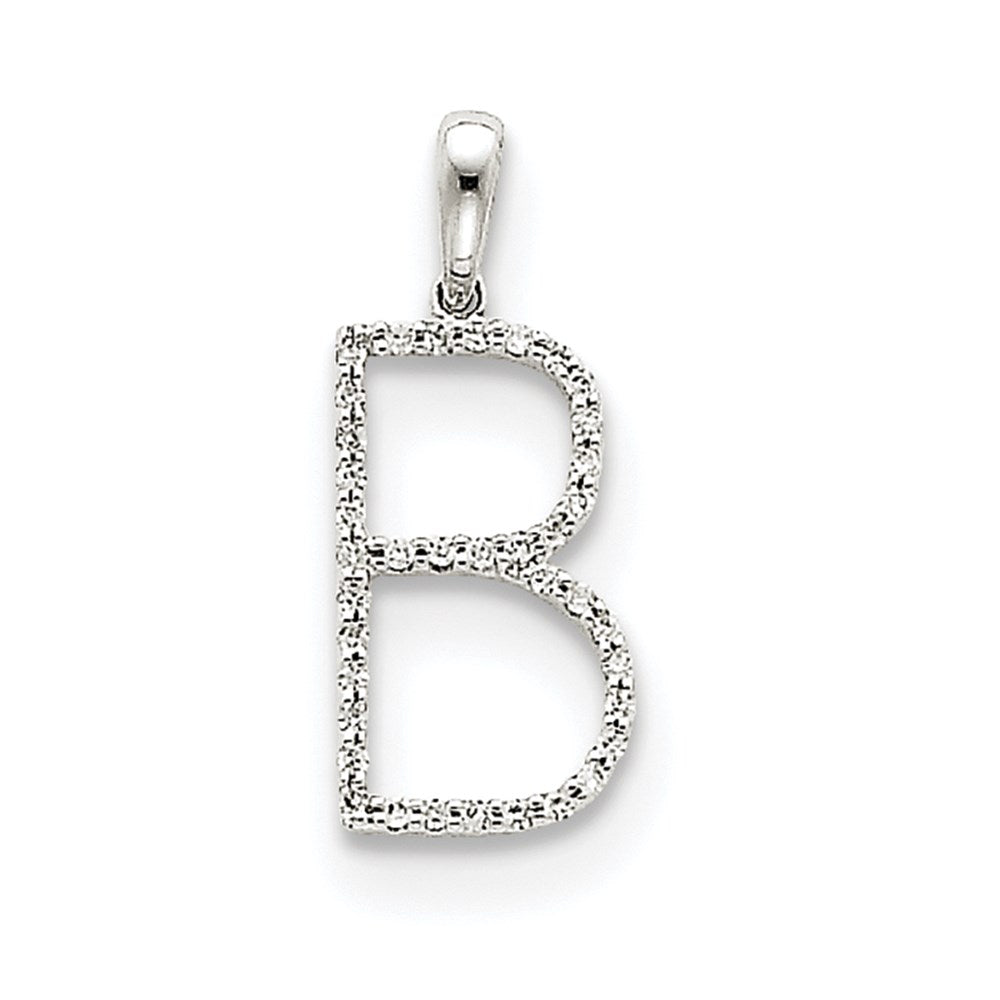 14k White Gold Diamond Initial B Pendant