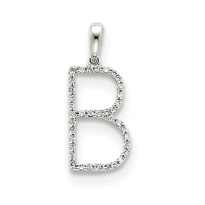14k White Gold Diamond Initial B Pendant