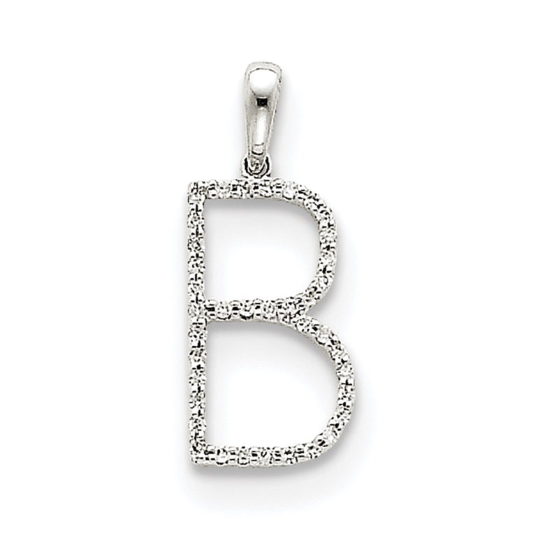 14k White Gold Diamond Initial B Pendant