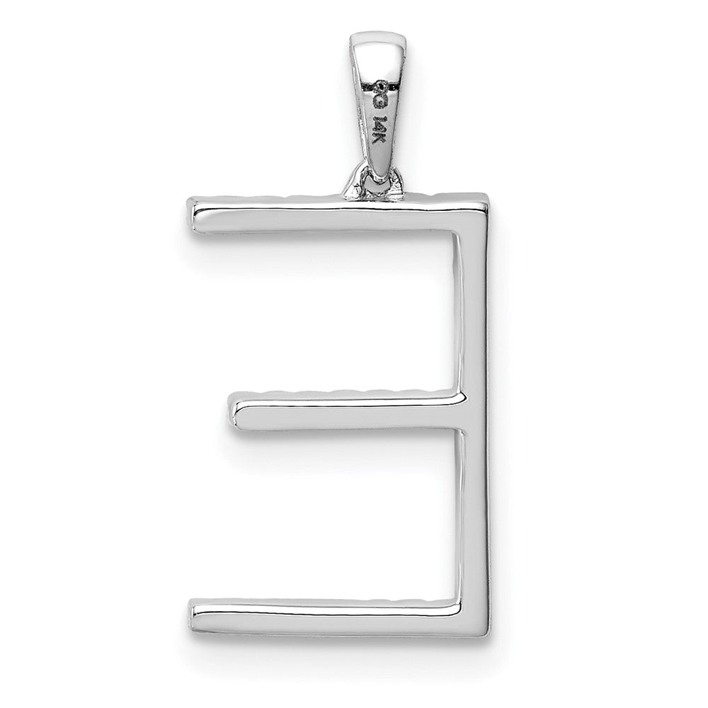 14k White Gold Diamond Initial E Pendant