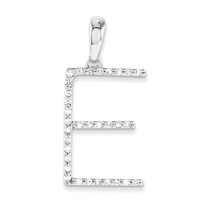 14k White Gold Diamond Initial E Pendant