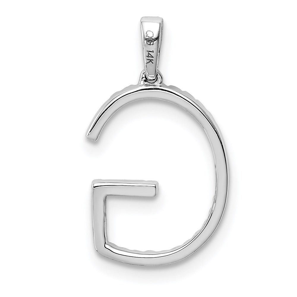 14k White Gold Diamond Initial G Pendant