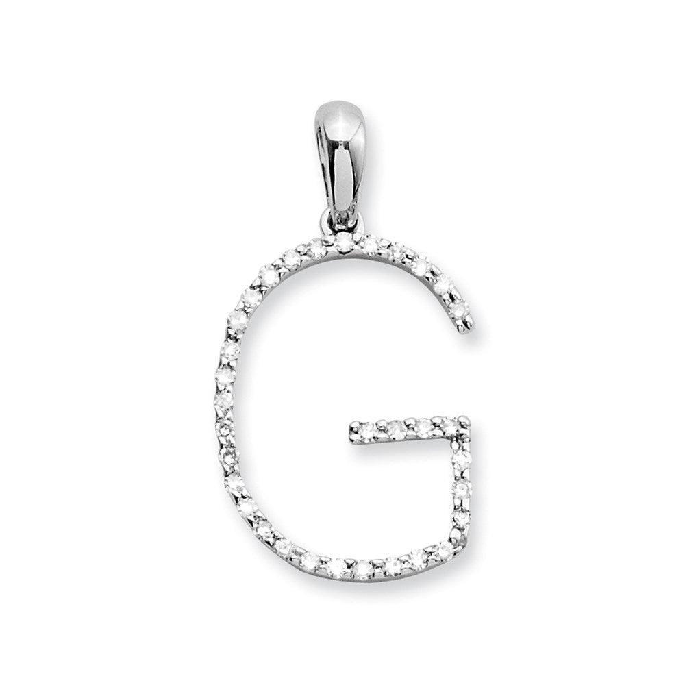 14k White Gold Diamond Initial G Pendant