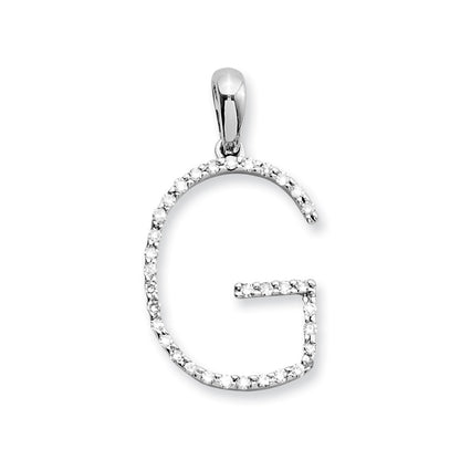 14k White Gold Diamond Initial G Pendant