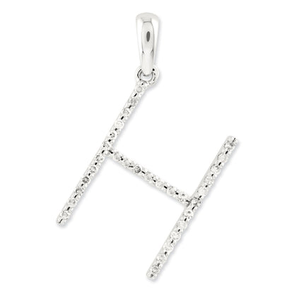 14k White Gold Diamond Initial H Pendant
