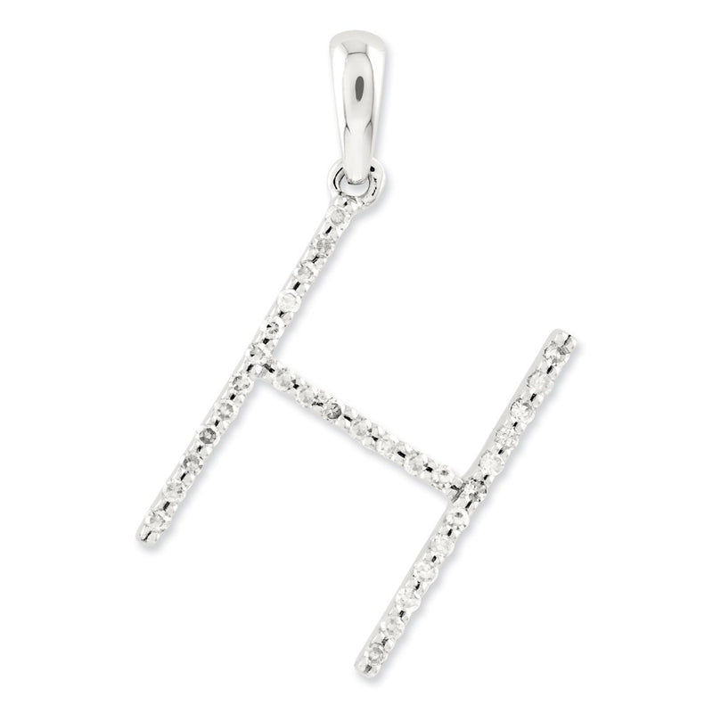14k White Gold Diamond Initial H Pendant